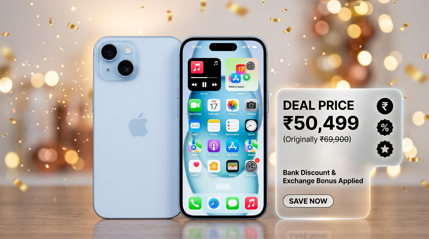 Apple iPhone 15 Flipkart Big Billion Days deal showing special price of 50499 rupees