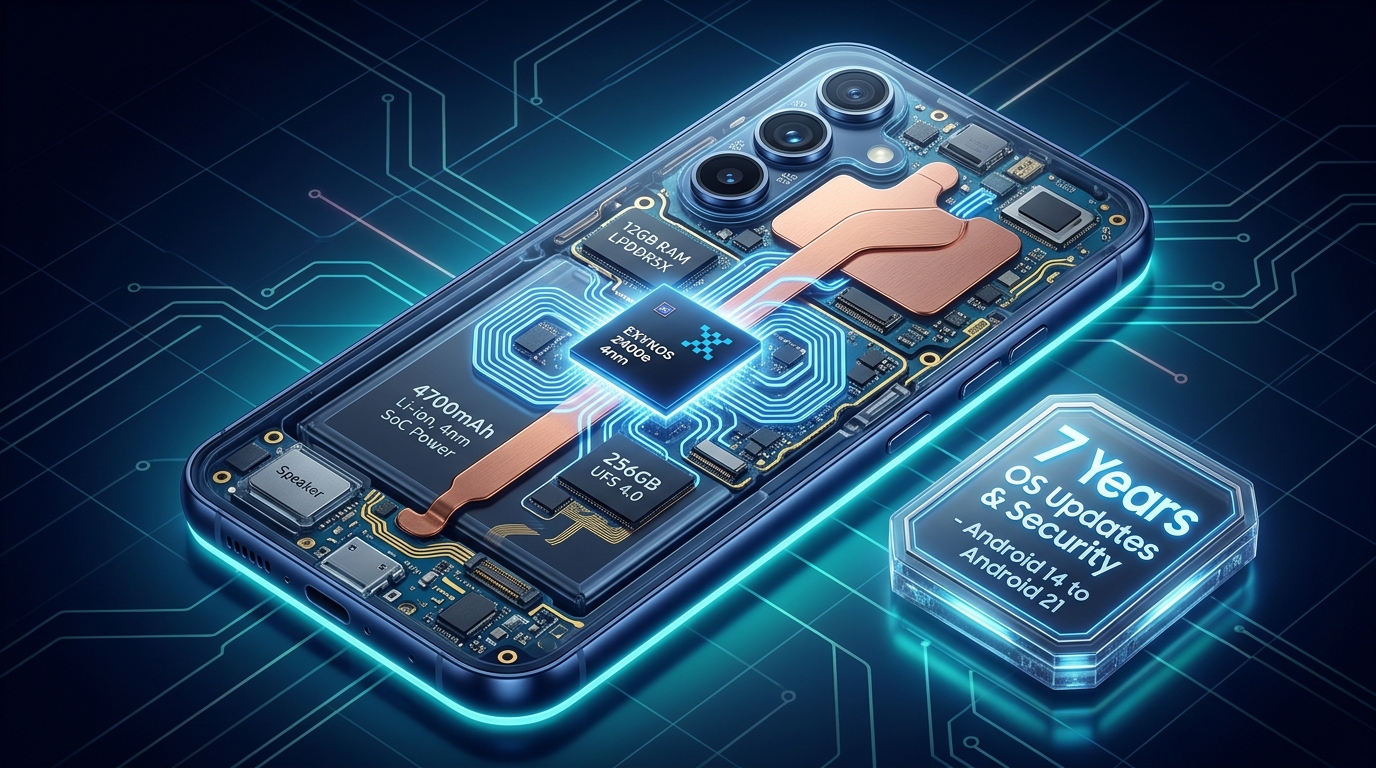 Samsung Galaxy S24 FE 4nm Exynos 2400e processor and 7 years of Android OS updates badge