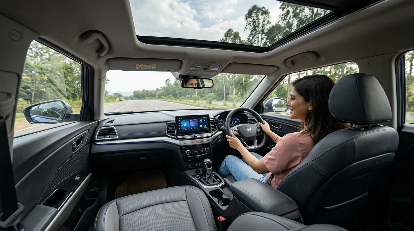 Mahindra XUV 3XO Interior Cabin Panoramic Sunroof ADAS